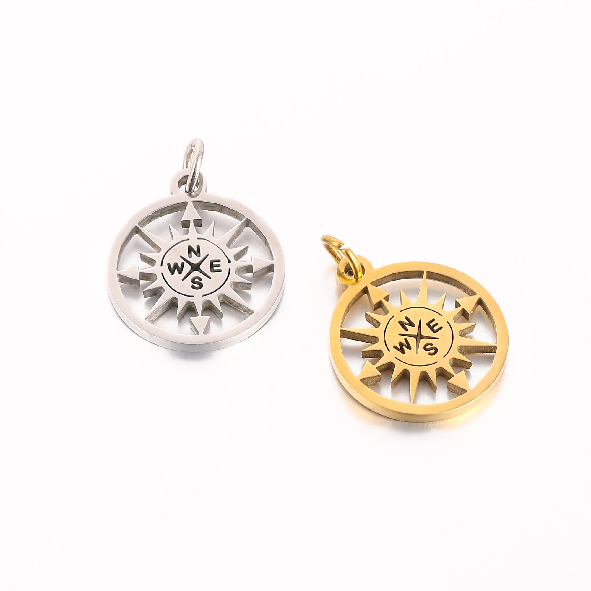 5pcs nautischer Kompass Charms Edelstahl Hawaii Sea Charm Anhänger DIY hand gefertigten Schmuck für Ohrringe Armband Halskette machen – Detail 3