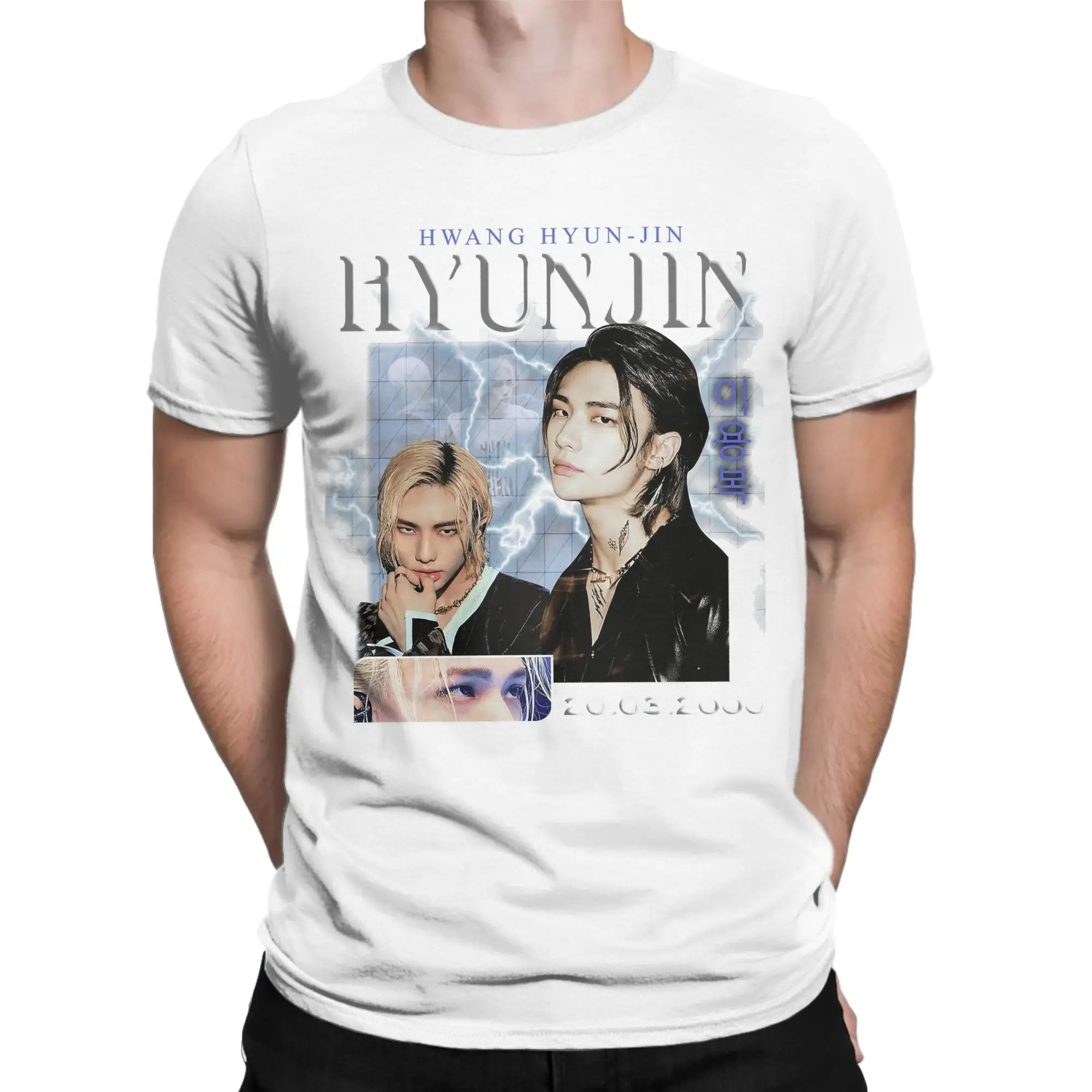 HyunJin Tシャツ メンズ 純綿 ヴィンテージ Tシャツ ラウンドネック Tシャツ 半袖 トップス ギフトアイデア