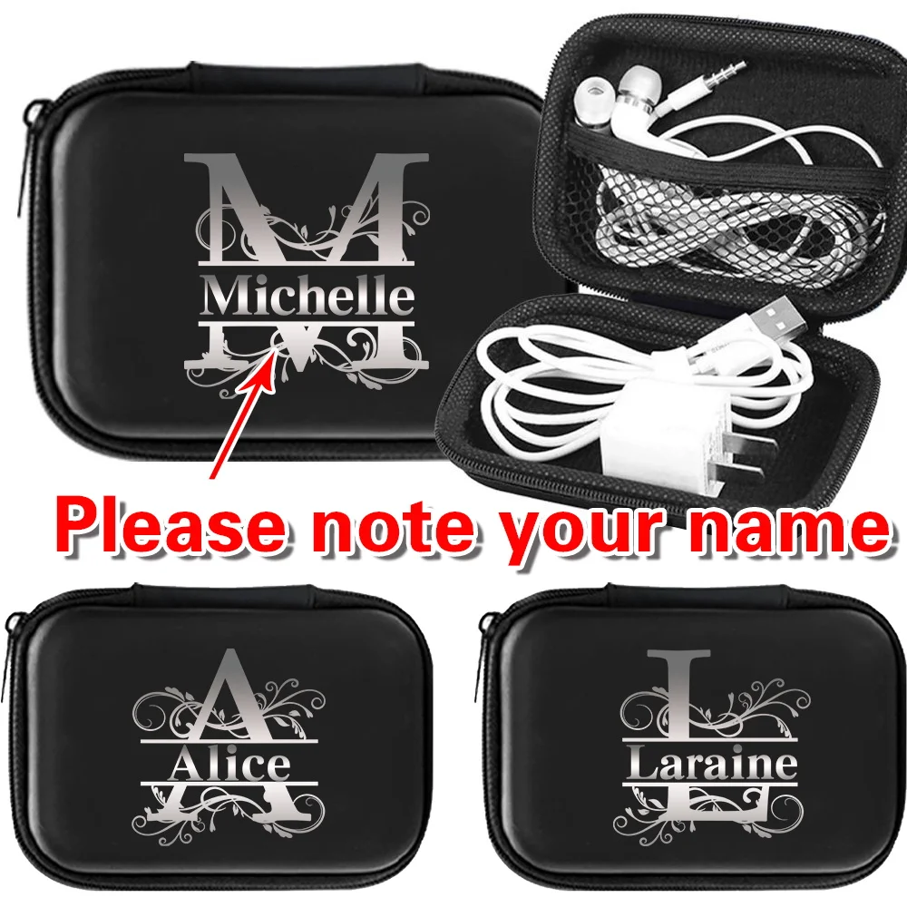 شخصية مخصصة اسم المحمولة سستة الحالات الملحقات الرقمية حقيبة للتخزين محرك القرص حماية صناديق رسالة مخصصة