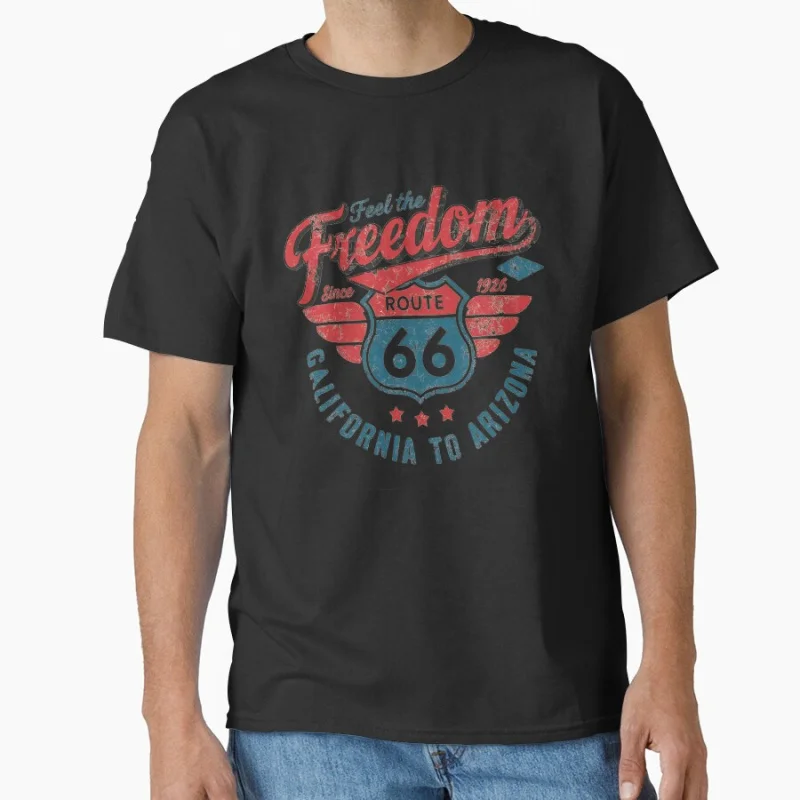 

Route 66 Freedom Americans highway Motorcycle Tour The Mother Road USA road trip gift T-shirt Large size Adult Tops S-6xl