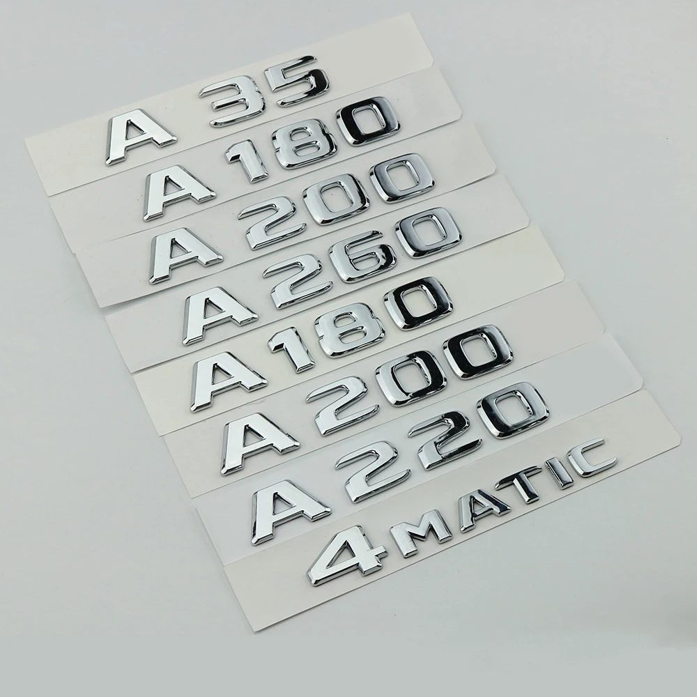 

3d ABS Chrome Logo A45 A35 A180 A220 A200 4matic Emblem Letters Sticker Car Trunk Badge For W176 W177 Accessories
