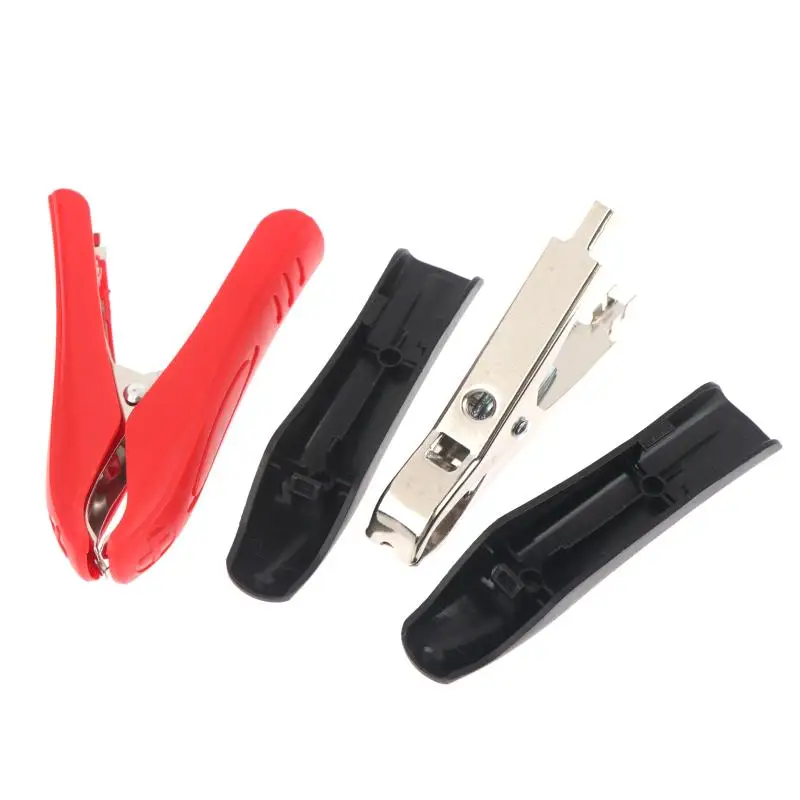 2pcs/Red+Black Hard Shell Alligator Clips Battery Clamps Crocodile Clip 40A 85mm Jacket Electric Bottle Clamp Power Test Clip