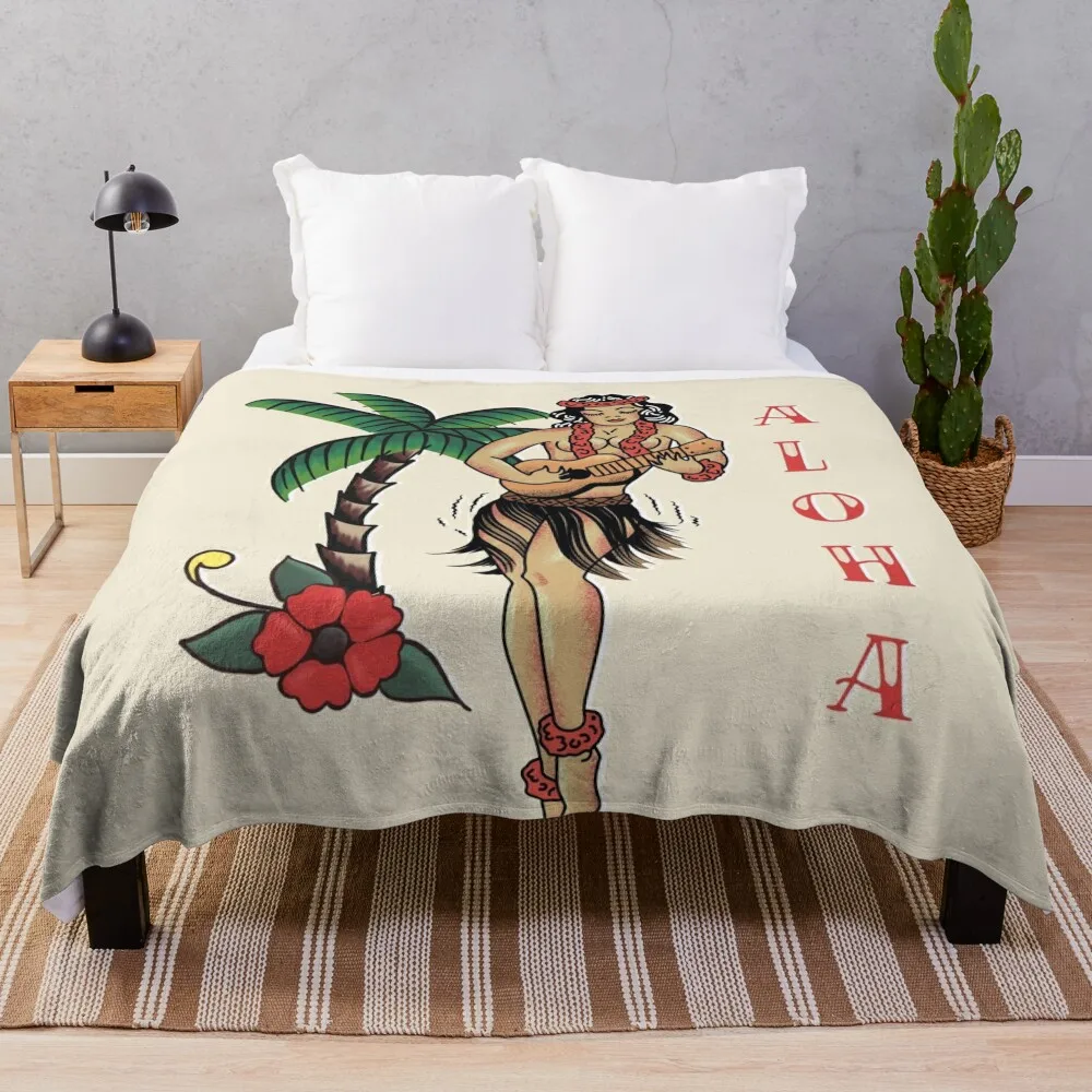 

Jerry Style Traditional Aloha Hula Pinup Girl In Hawaii Throw Blanket Bed Fashionable Single Hairys fluffy Softest Blankets