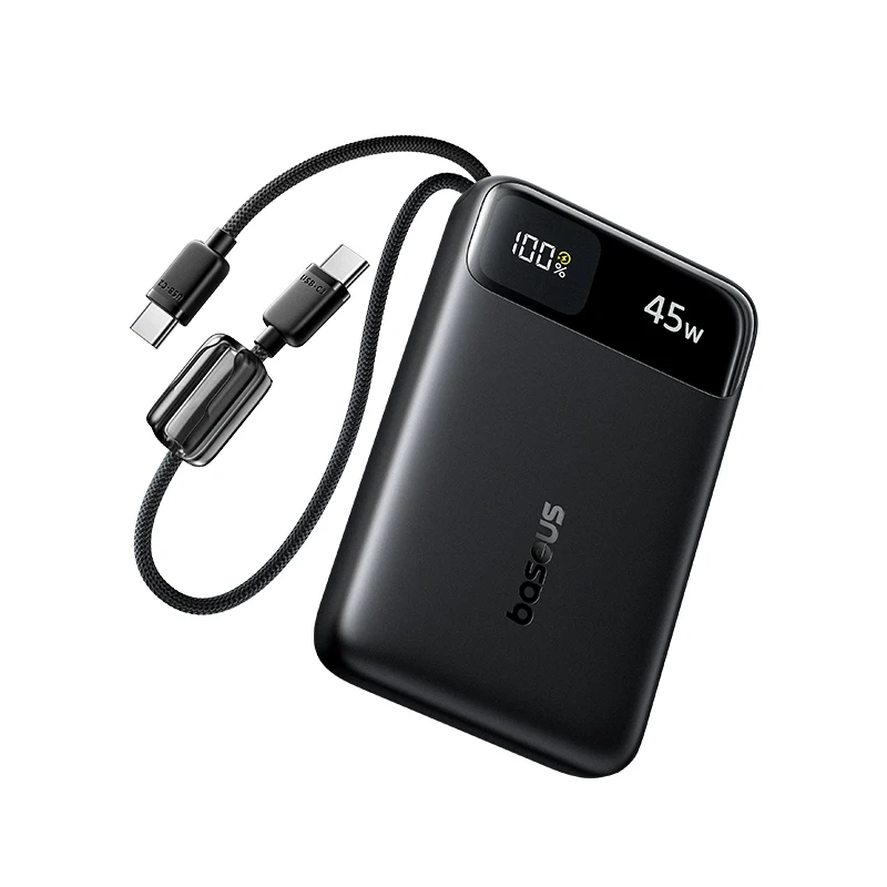 Baseus 45W Power Bank 10000mAh 20000mAh Wbudowany podwójny kabel USB-C Szybkie ładowanie dla iPhone 17 16 Pro Max Samsung S25 Xiaomi Poco — zdjęcie produktu 7