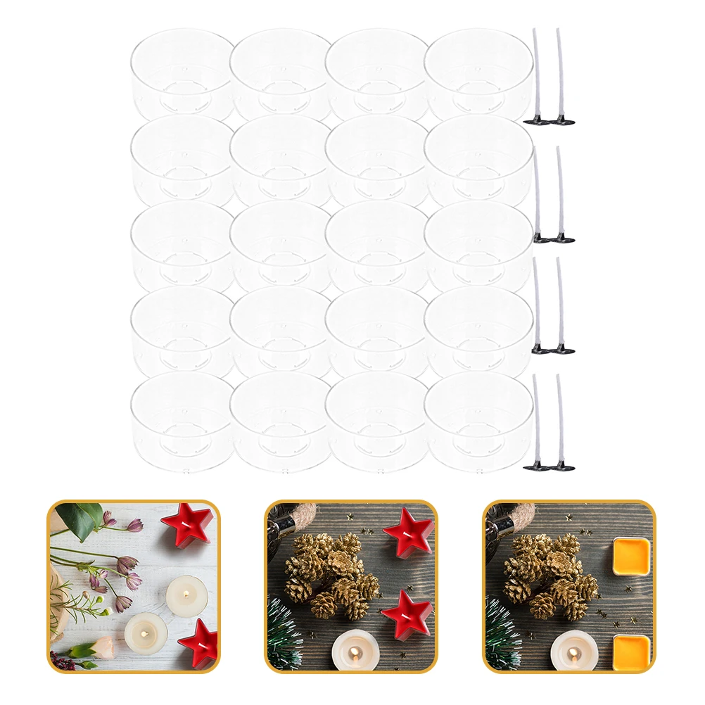 

1 set 1 Set Of Round Shaped Diy Container Plastic Wax Melt Mold For Making Heat Resistant Jar Holder Tealight Cup