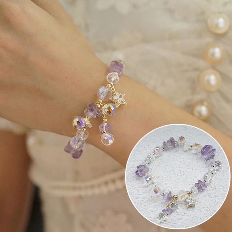 قطعة مجوهرات نسائية – سوار كريستال روز سيسي فريش على الطراز الكوري؛ يتميز بقلادة الحب وسحر ذيل السمكة. #2