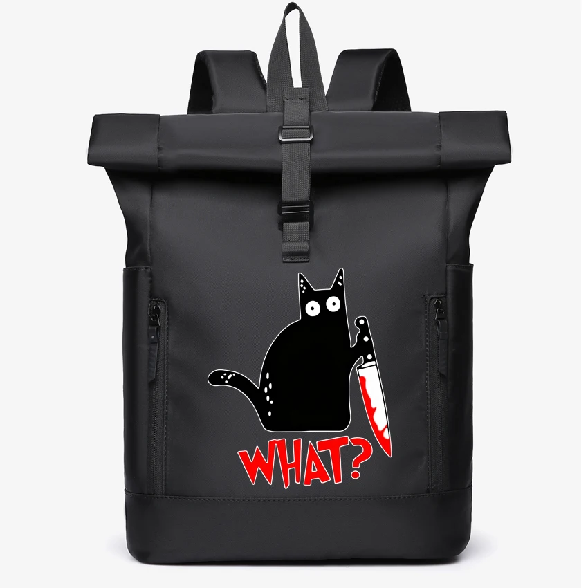 

Trendy Unisex Backpack Funny Knife Cat Cartoon Printed Travel Personalized Laptop Backpack Large-Capacity Multi-Functional Bag