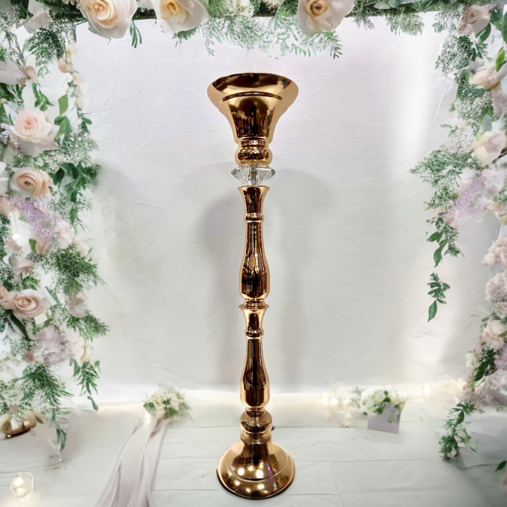 

10pcs)H70cm/90cm/ 108cm Gold Gem Crystal Candlestick Pillar Candle Holder flower stand wedding road lead table Centerpiece W26