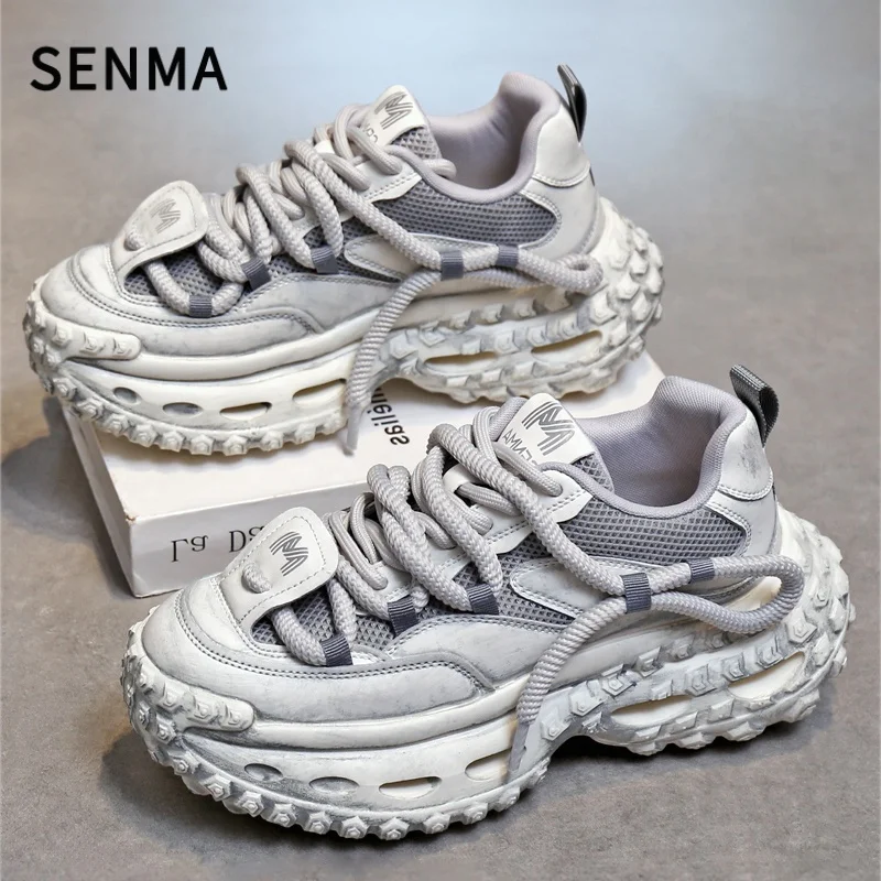 

SENMA Fashion Brand Men's Or Women's Thick-soled Sports Shoes 2025 New Rivet Design Couple Sports Shoes Breathable Casual Shoes