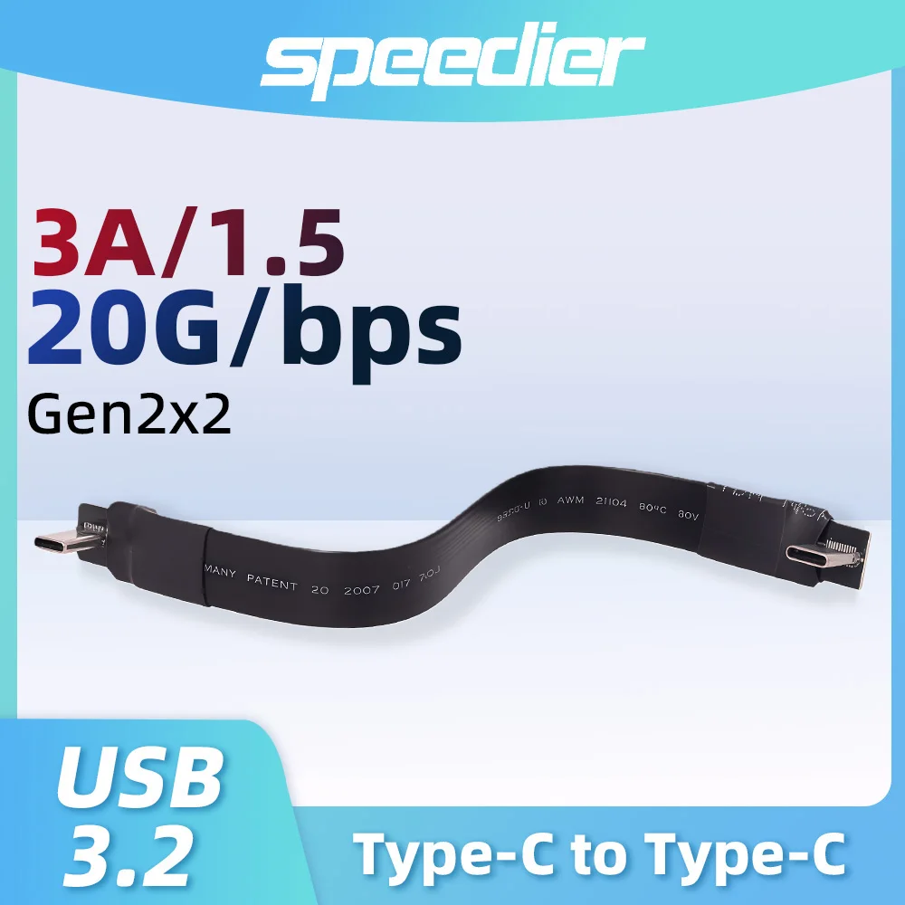 3-300cm USB 3.2  Type-c To Type-C USB-C C Male Adapter Cable Gen2x2 20Gbps Mini Extension for 3A Mobile Phones Tablet High-Speed