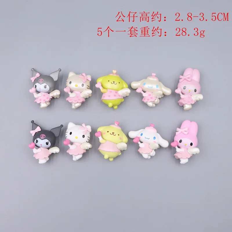 5pcs/set Sanrio Cute Melody Hello Kitty Kuromi Cinnamoroll Anime Figure Kawaii Toys Decoration Cartoon Doll Xmas Gifts for Girls