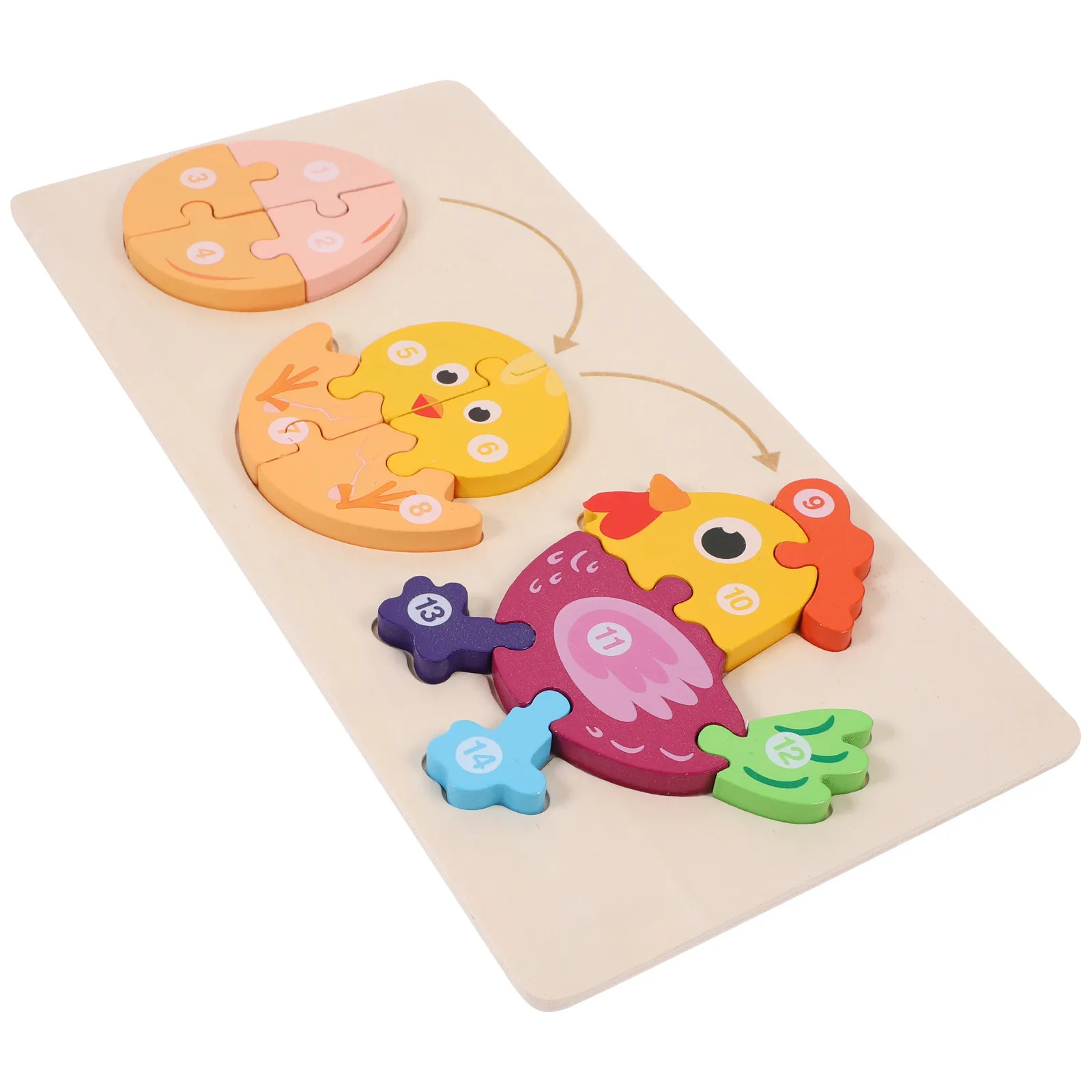 

1Set Rooster Growth Puzzle Educational Early Learning Jigsaw for Kindergarten Children Wooden Cognitive Matching Game Animal