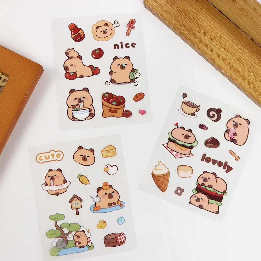 5pcs Capybara Orange Capybara Stickers Funny Kawaii Swimming Capibara Stickers Creative Paper Cartoon Kapibara Stickers