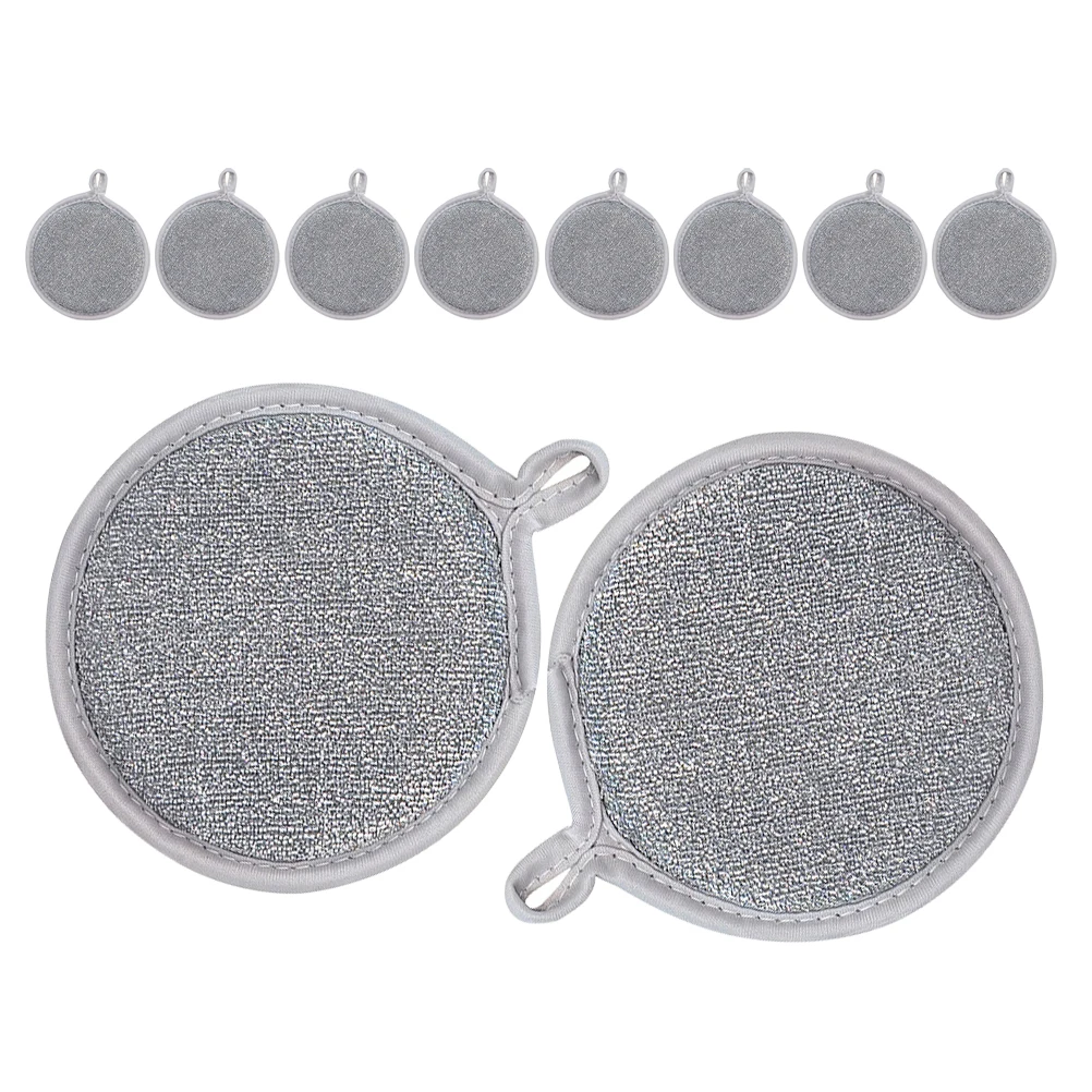 

10pcs Sponge Block Scouring Pads Kitchen Sponges Reusable Round Steel Scrubber Cleaning Dish Scrubber Sponge Tools