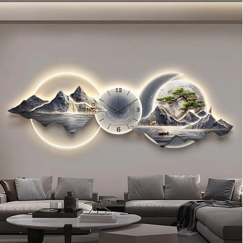 Living Room Wall Clocks Art Mural Luxury Large Aesthetic Modern Wall Watch Creative Large Silent Reloj De Pared Home Decoration view 6
