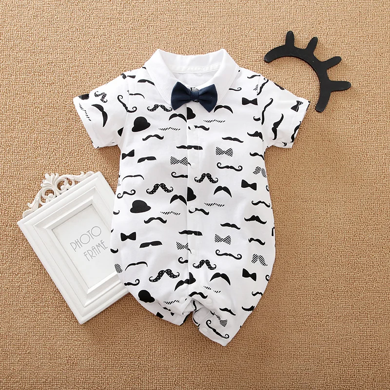 Summer Newborn Baby Romper  Gentleman Onesies Jumpsuit Toddler Infant Clothes Baby Outfit Short sleeve0-18Months