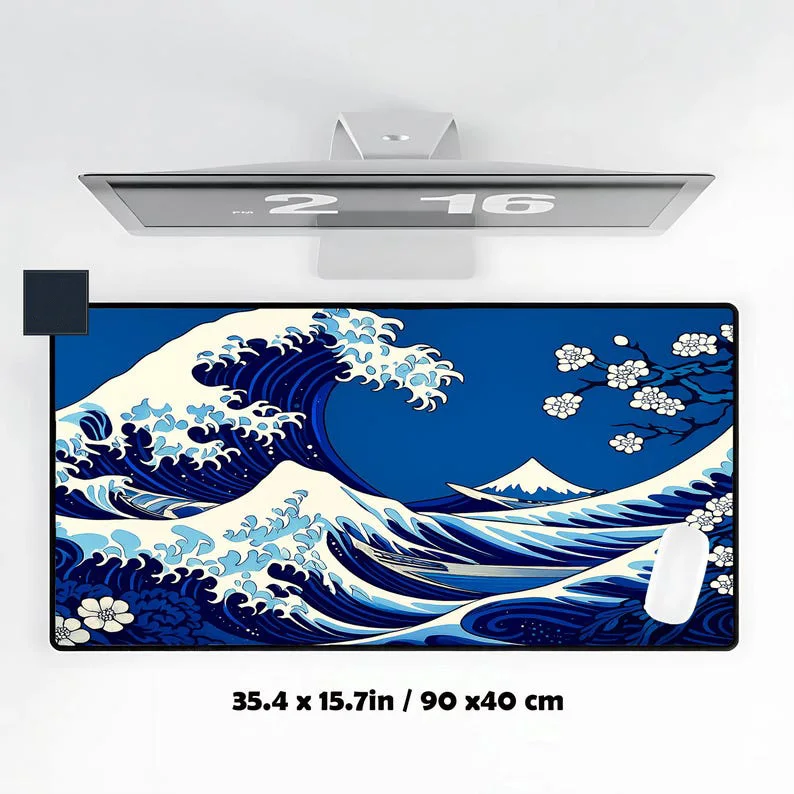 

Kanagawa Giant Wave Gamer Desk Mat, Non-slip and Waterproof Gaming Mouse Pad, Cute Desktop Protector,a Perfect Gift for Friends.