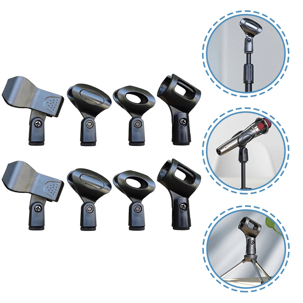 

8pcs Microphone Stand Clip Handheld Mic Universal Wireless Holder Durable Plastic Adjustable For Indoor Outdoor Performance