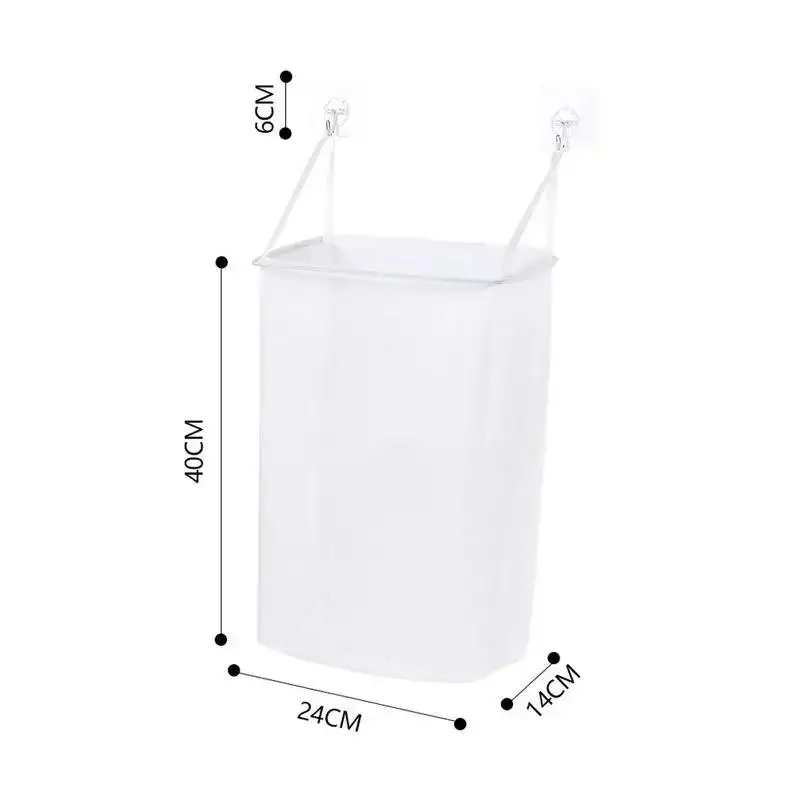 New Home Foldable Multifunctional Wall Hanging Laundry Basket Washing Clothes Organizer Mesh Storage Punch Free Adhesive Hook - view 6