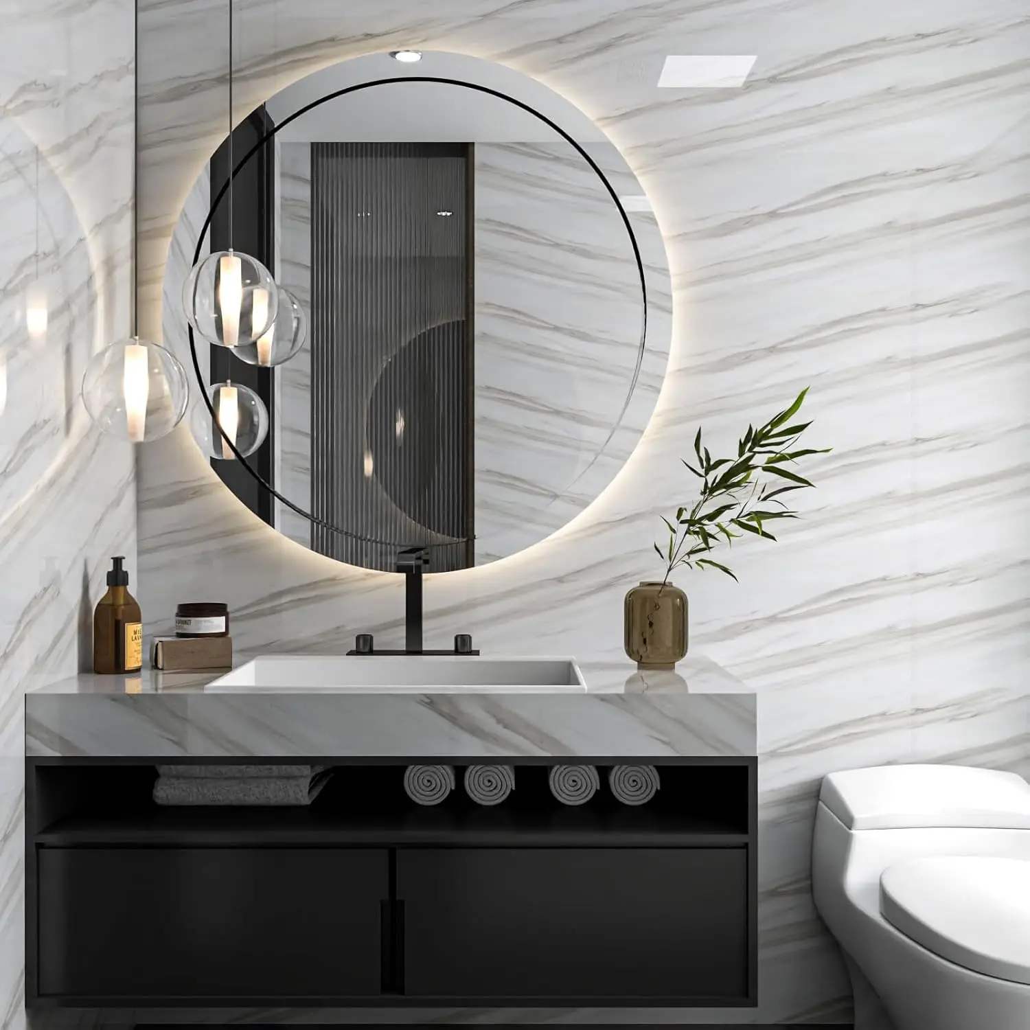 55 سنتيمتر الرخام ذاتية اللصق خلفية المطبخ خزانة موقد كونترتوب ورق اتصال بولي كلوريد الفينيل مقاوم للماء تجديد بلاط ملصقات جدار #5