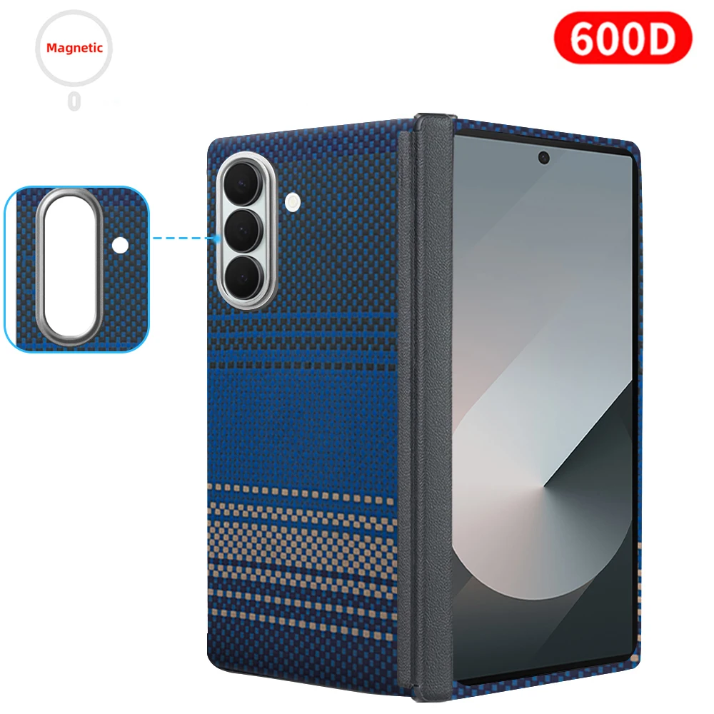 Voor samsung z fold 7 carbon case 600d kevlar aramidevezel magsafe stof ultradunne harde cover magnetische balck Slim light premium