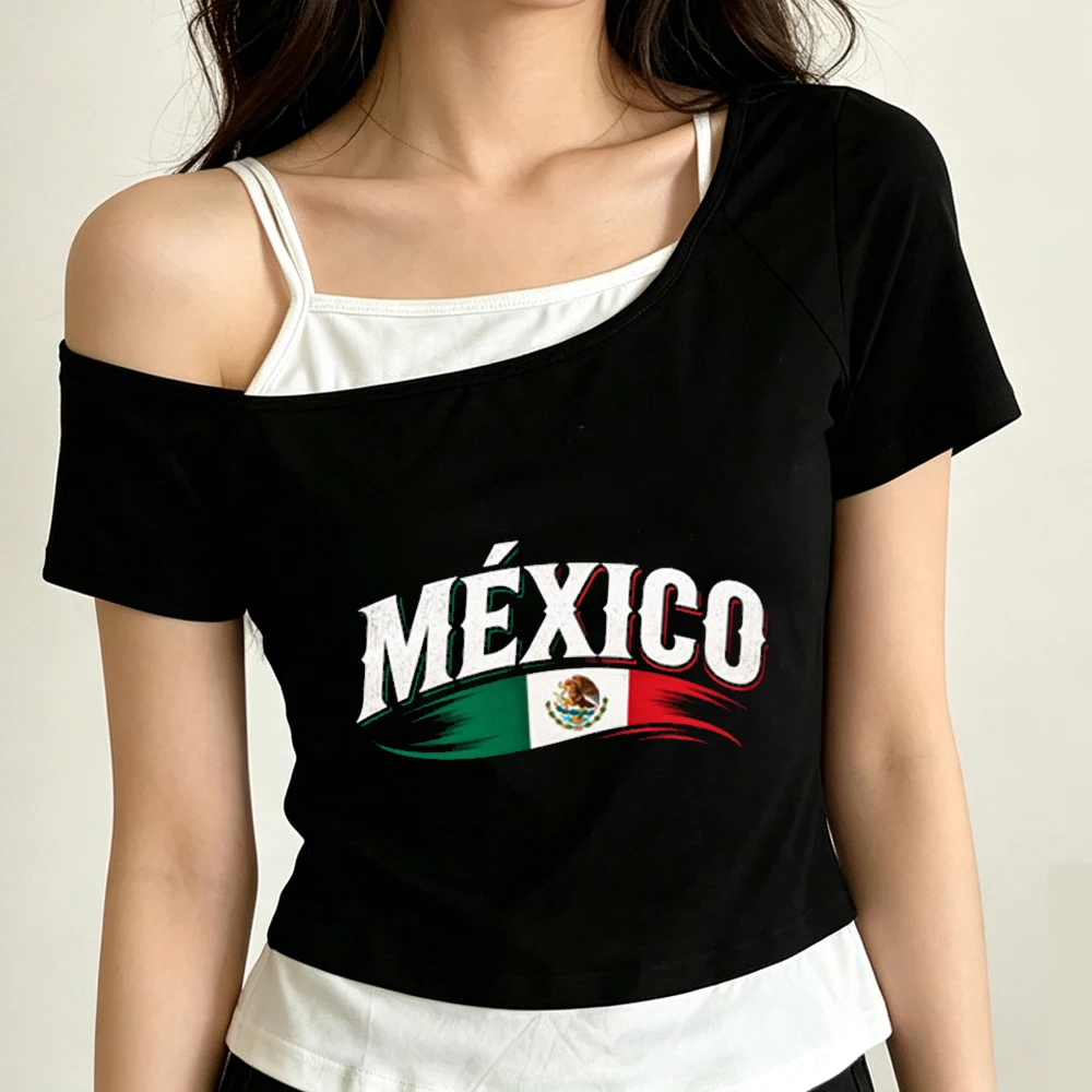 Mexico crop top women party japan summer vintage japanese tshirt cute cheap y2k emo