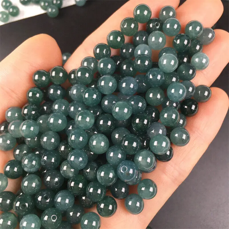 10 Pieces of Jadeite A Loose Beads Old Blue Sailor String Beads Diy Accessories