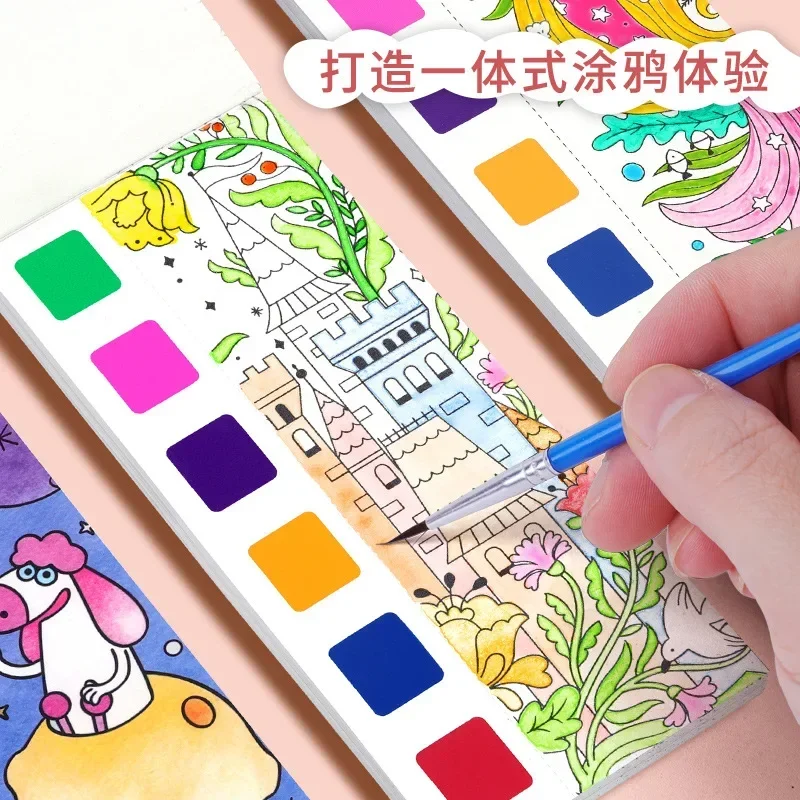 Libro di pittura per graffiti a guazzo portatile per bambini Libro di pittura ad acqua Libro di pittura con penna a pennello per acquerello Giocattoli educativi