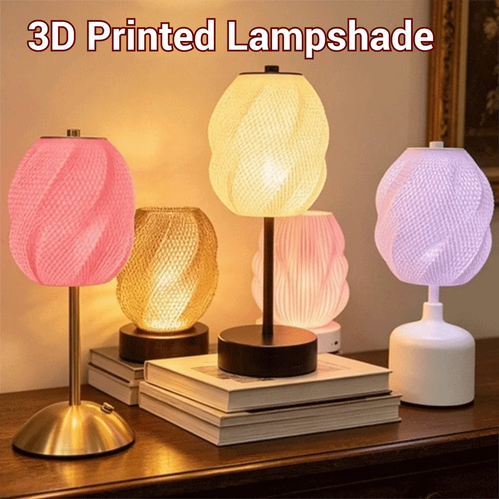 Exquisite 3D Printed Lampshade Layered Wave Texture Design Semi-transparent Desk Lamp Lampshade Decorative Soft Light