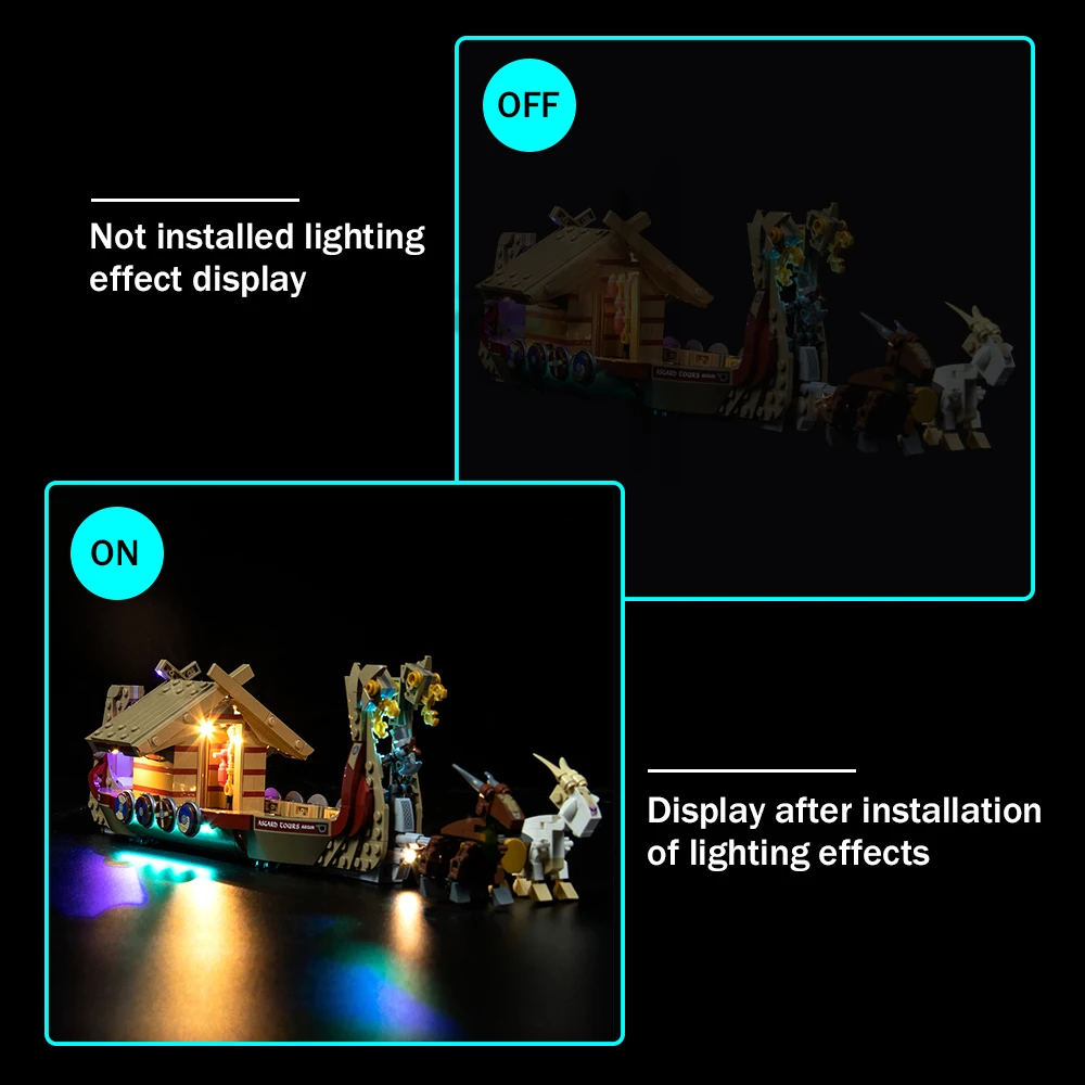 Vonado-Juego de bloques de construcción de barco de cabra para niños, juguete de construcción con luz LED para 76208, no incluye el modelo