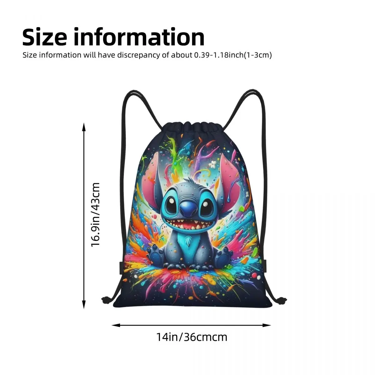 مخصص ليلو وستيتش أنيمي الرباط على ظهره النساء الرجال الرياضة الصالة الرياضية Sackpack طوي الكرتون Kawaii حقيبة تدريب كيس #4