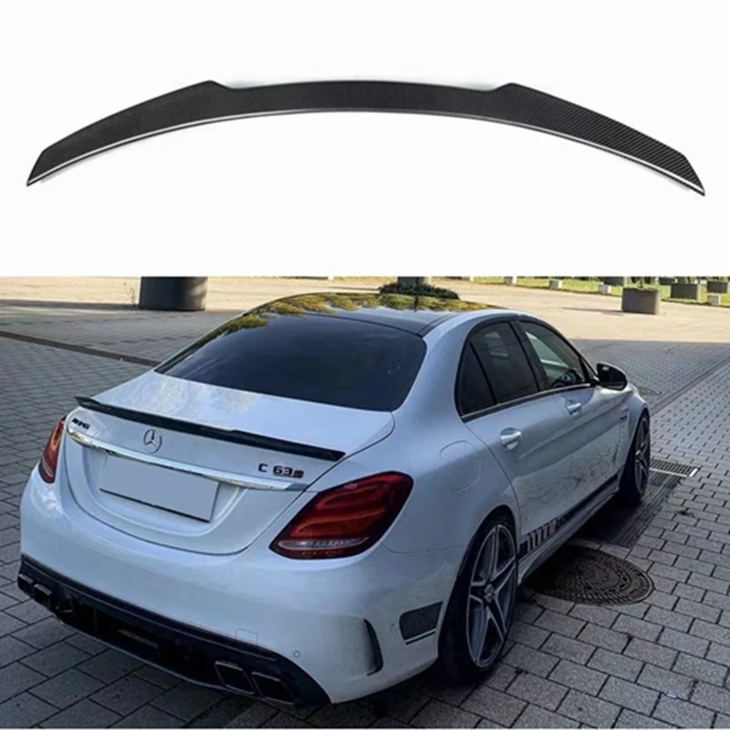 

For Mercedes-Benz C-Class W205 4Door C180 C200 C250 C300 C450 C43 Sedan FD Style Carbon Fiber Rear Spoiler Trunk Wing 2014-2021