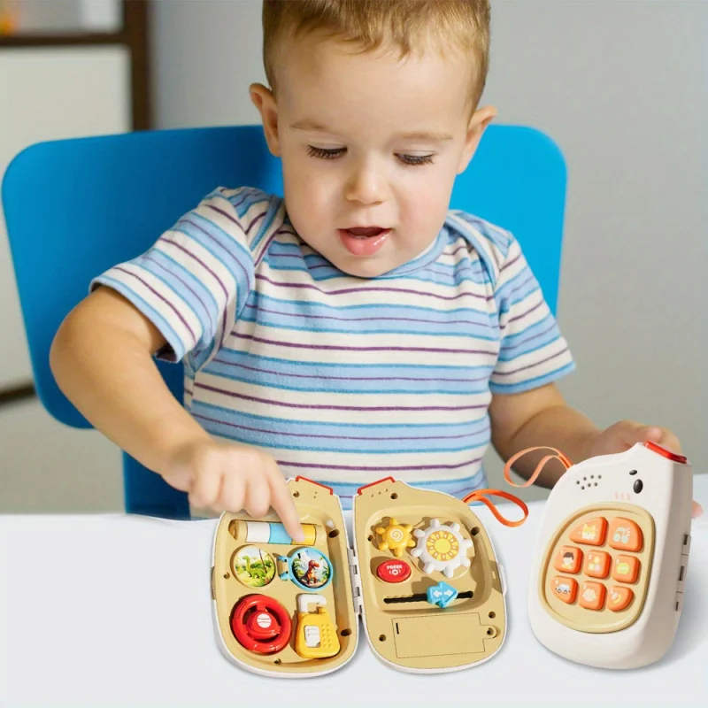 Giocattolo mobile musicale educativo giocattolo per bambini con macchina per l'apprendimento parlante con luci, telefono musicale con elefante carino a 8 tasti