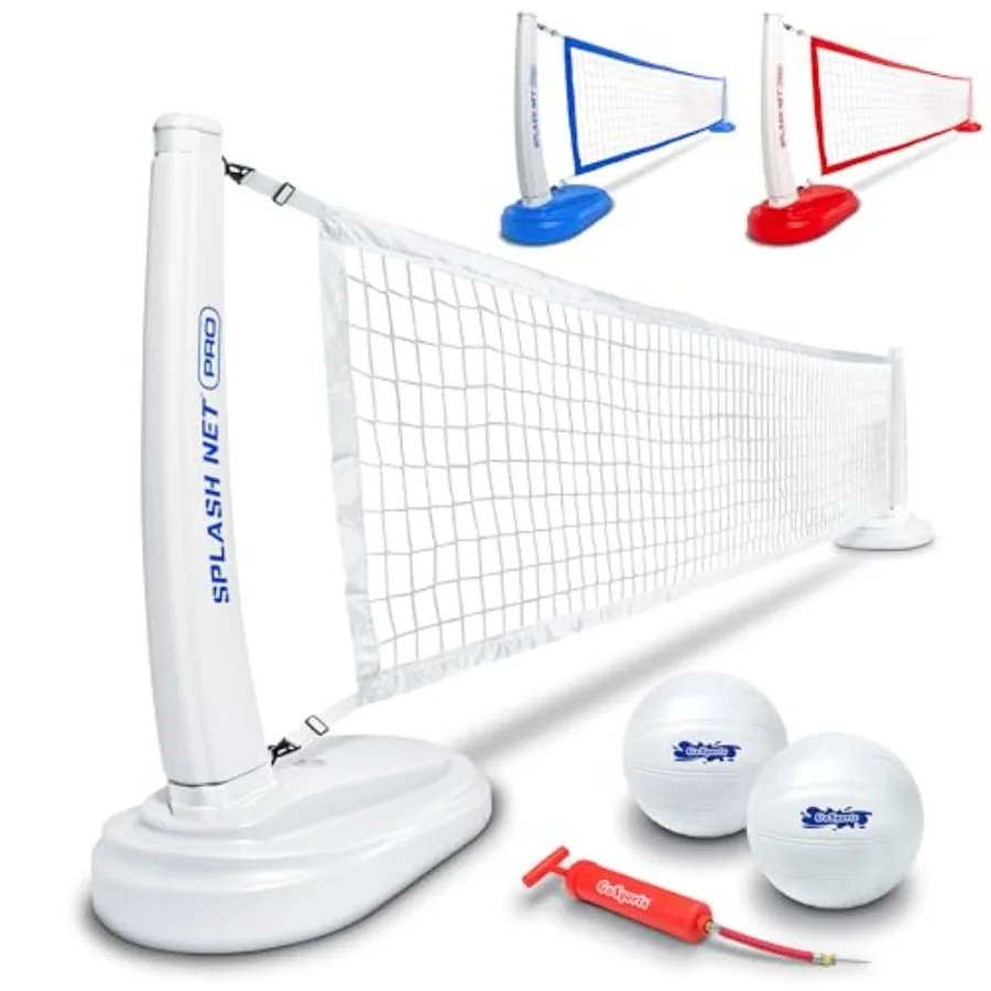 Red de Voleibol para Piscina Splash Net PRO - Roja, Blanca o Azul - Incluye 2 Balones de Voleibol Acuático y Bomba
