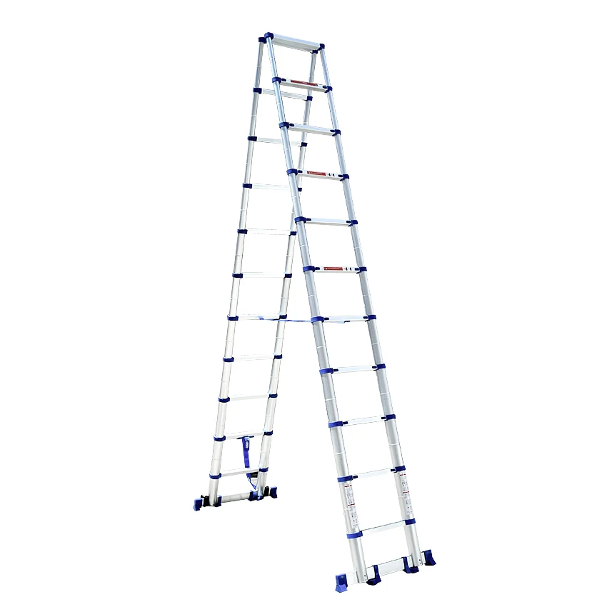 3.25M+3.25M High Quality Thickening Aluminium Alloy Herringbone Ladder Portable Household Telescopic Ladders 11+11 Steps JJS511