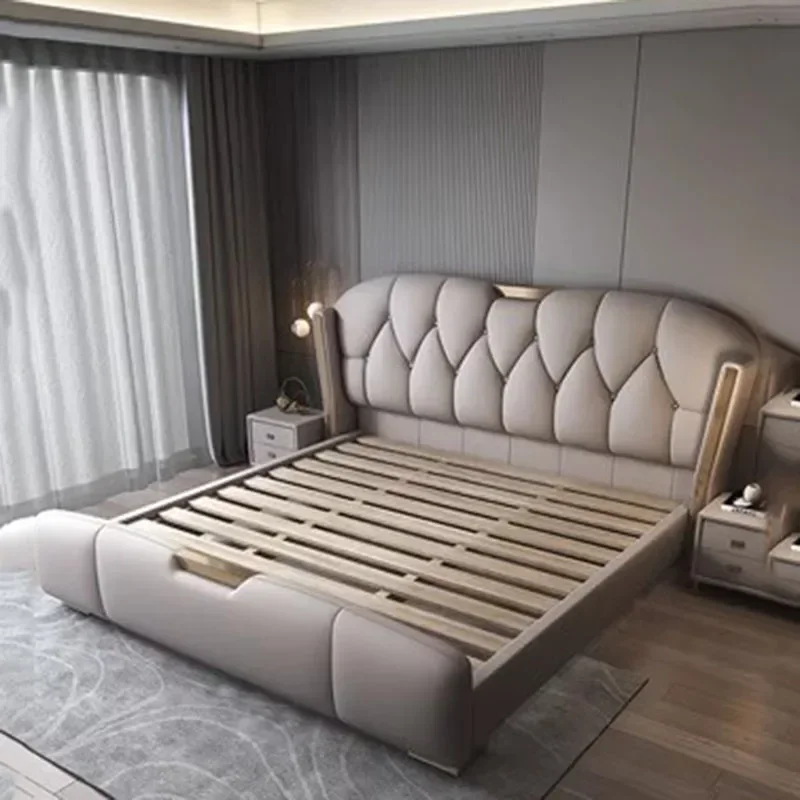 

Minimalist Luxury Queen Bed Frames Drawers High End Bedroom Double Bed Frames European Modern Camas Matrimonial Home Furniture