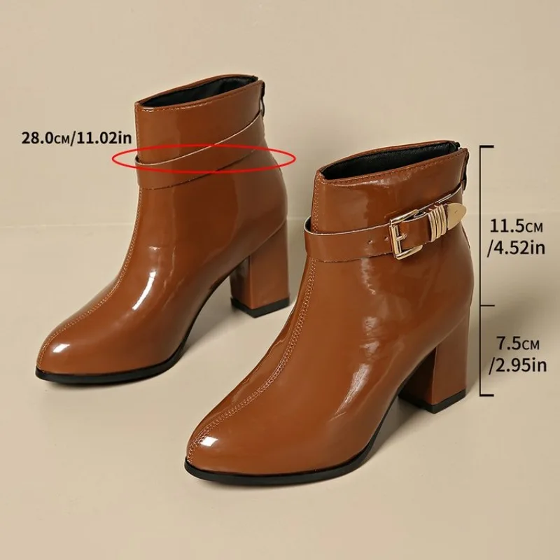 

Ankle Boots Women Platform Shoes Fashion Buckle High Heels Red Black Autumn Winter Women's Short Boot New Plus Size 41 42 43