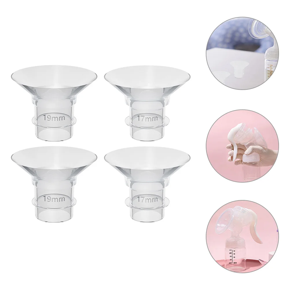 

4pcs Reusable Silicone Flange Replacement For Wearable Transparent Durable Anti-Wear Comfortable Grip Milk Collection Parts