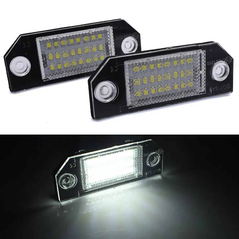 

2 Pcs LED Car Number License Plate Light Lamps Luz Luces Lighting Upgrade For Ford Focus 2 ST 225 C Max 2003 2004 2005 2006 2007