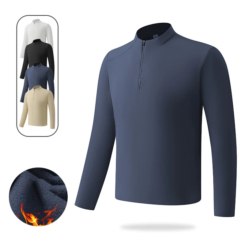 

Мужская толстовка на молнии с длинным рукавом, осенне-зимний пуловер, топы, спортивная тренировочная рубашка для бега, спортивная футболка на флисовой подкладке