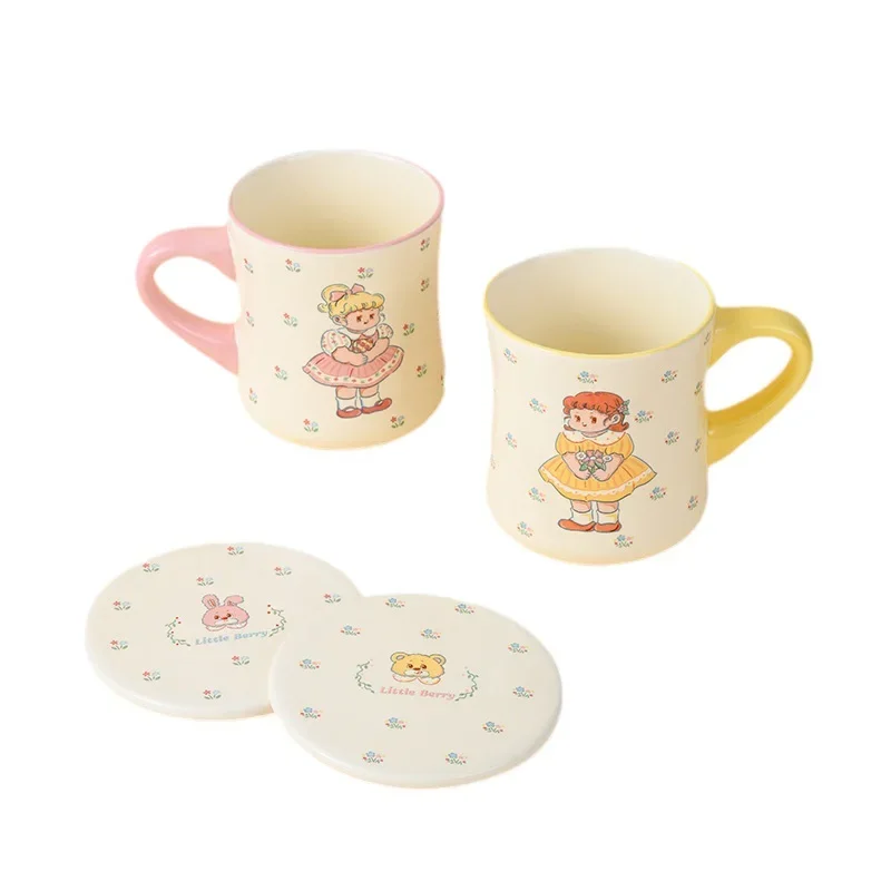 French Style Cute Girl Water Cup Ceramic Coffee Cups Home Party Coffeeware  Afternoon Tea Mug Set Dessert Plate Dinner Gift Mugs image 4