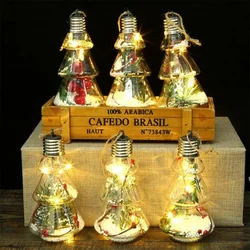 Christmas Bulb Ornament Plastic Fillable Christmas Tree Built-in Battery LED Luminous Ornaments Snow Filling Ball For Christmas