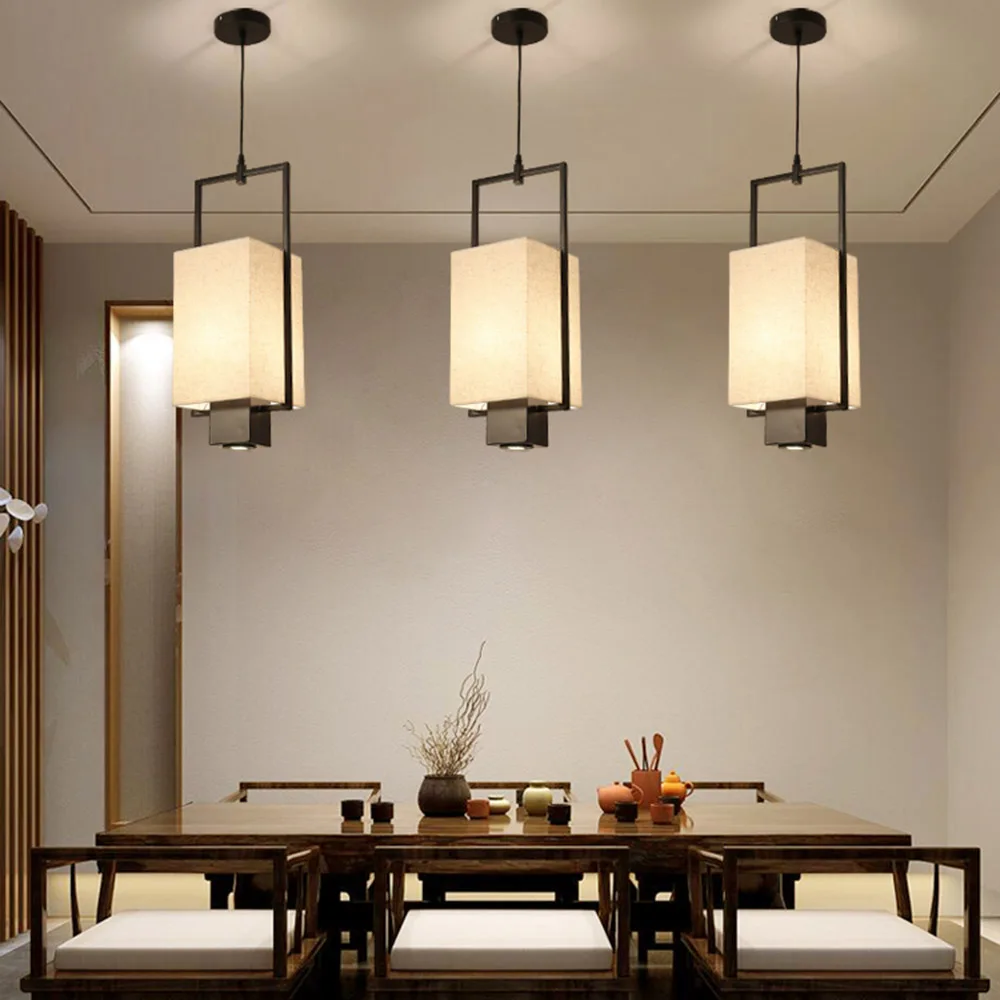 Chinese Solid Square Lantern Restaurant Pendant Lamp Balcony Corridor Study Room Coffee House Bedroom Hanging Pendant Lamps