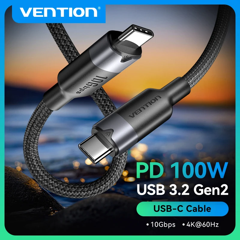 

Кабель USB типа C Vention 100 Вт для iPhone Huawei Xiaomi Samsung Galaxy MacBook iPad 4k 60 Гц 5A Max PD Кабель USB C для быстрой зарядки