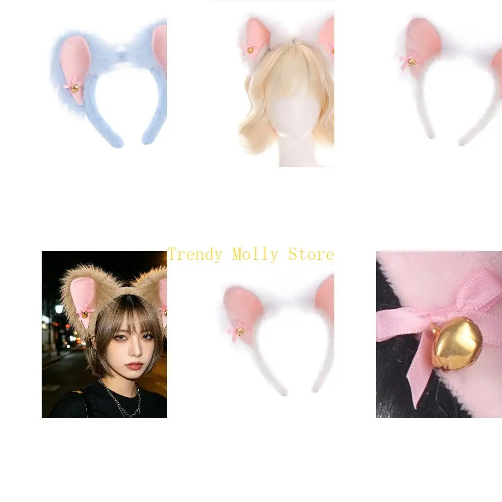 

N5KB Kitten Ears Furry Headbands Cosplay Costume For Anime Enthusiasts Animal Ear