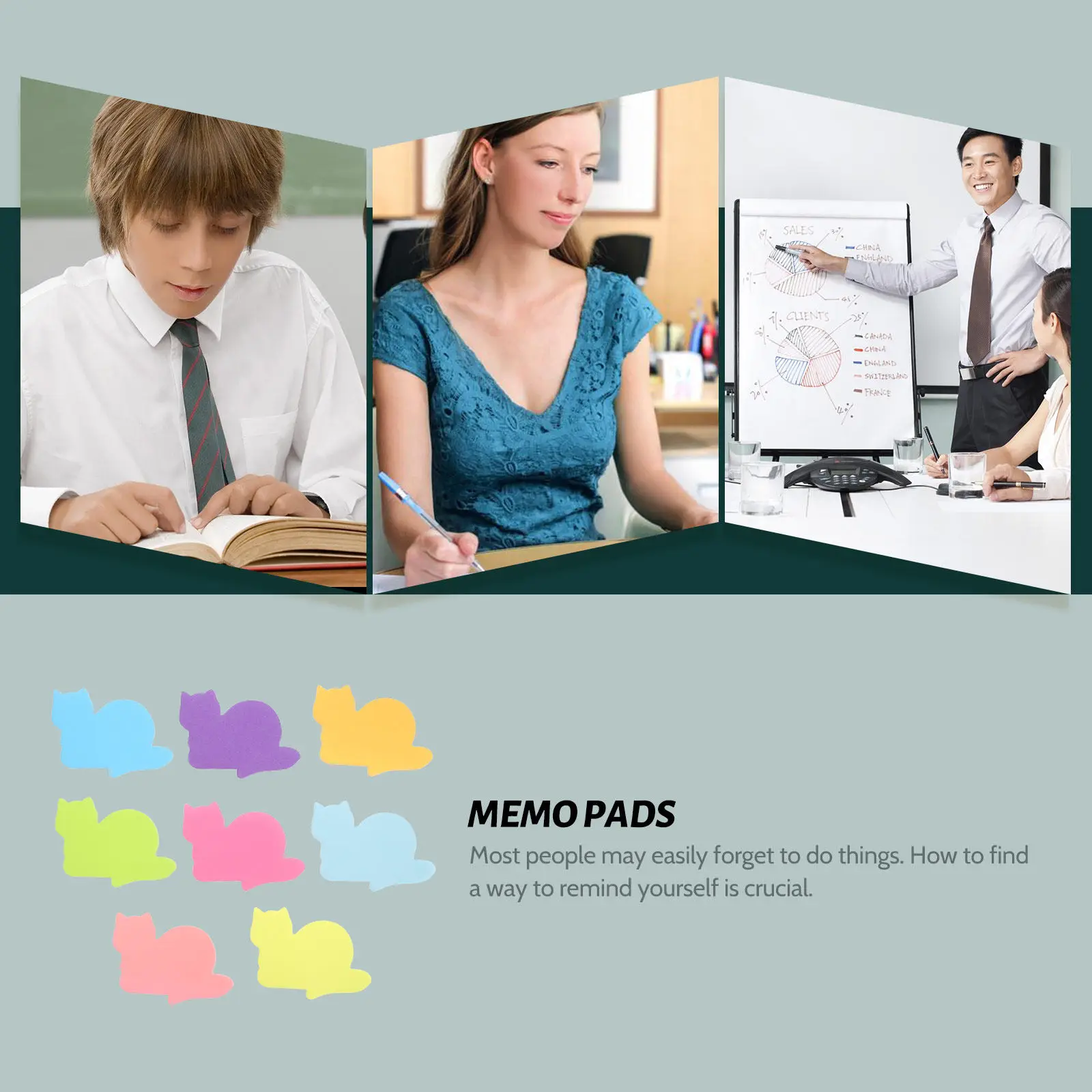 

16 шт. блокнотов для заметок в форме мультяшных кошек, съемные офисные стикеры, клейкие этикетки для блокнотов, школьные принадлежности