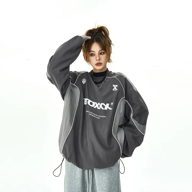 Sweatshirt Couple Style Waterproof Windbreaker Hoodie Unisex Loose Outdoor Sun Protective Casual Long Sleeve Top