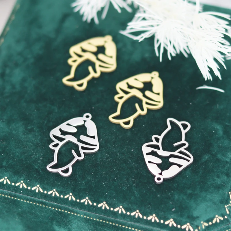 3pcs Cute Mushroom Elf DIY Craft Earrings Women Girl Stainless Steel Pendant Charms for Jewelry Making Findings diy Accessories