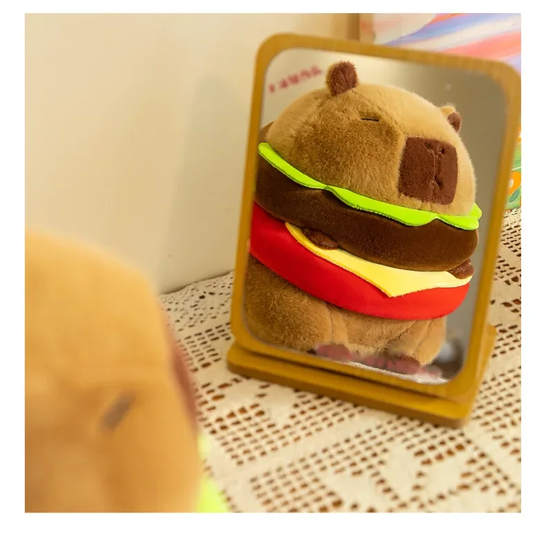 20cm Capybara Plush Toy Kawaii Fashion Plushie Doll Hamburger Capybara Gifts for Girlfriend Car Accessories Kid's Birthday Gif