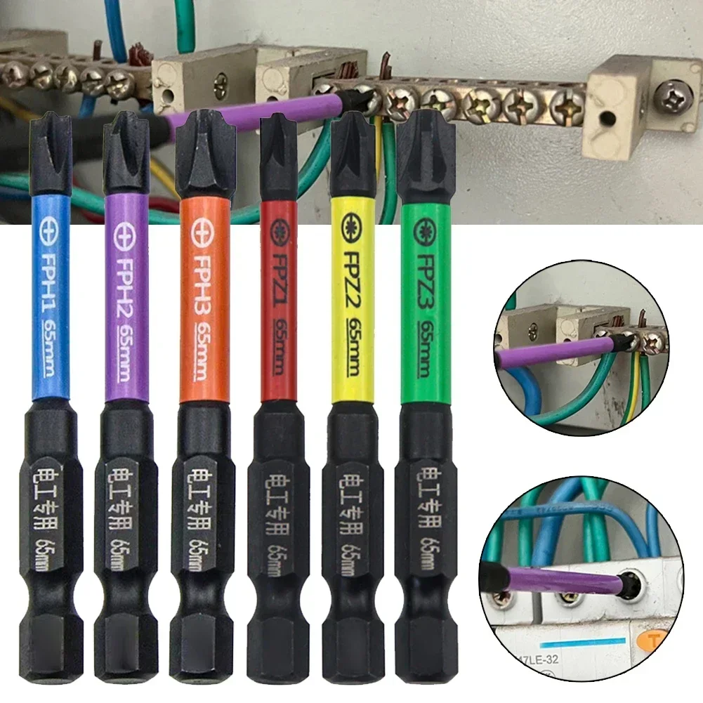 6 Pcs 65mm Magnetic Special Slotted Cross Screwdriver Bit For Electrician Circuit Breakers FPH FPZ Socket Switch Power Tool Part